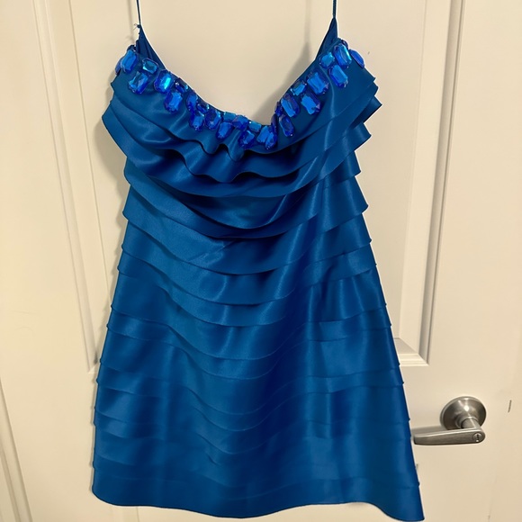 Blue Strapless Prom Dress - Picture 8 of 10